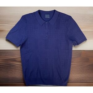 Stitches & Rivets Polo Men Sz L Cable Knit Short Sleeve Short Sleeve 1/4 Zip